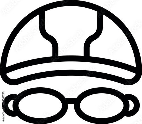 Simple swimming cap and goggles icon representing water sports and competition
