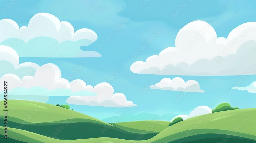 Cartoon Sky and Hills Side Pattern. Whimsical Landscape Design. Cartoon Sky and Hills Side Pattern. Whimsical Landscape Design.