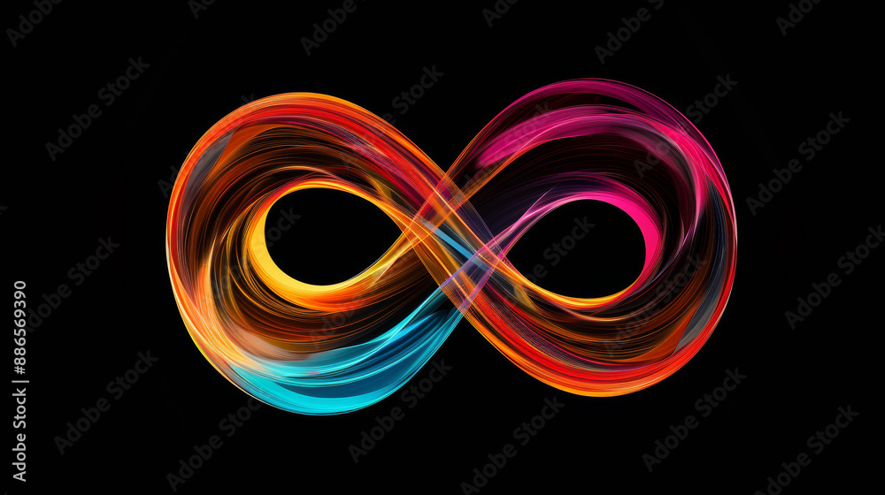 a highly creative, psychedelic infinity symbol on a completely black background a highly creative, psychedelic infinity symbol on a completely black background