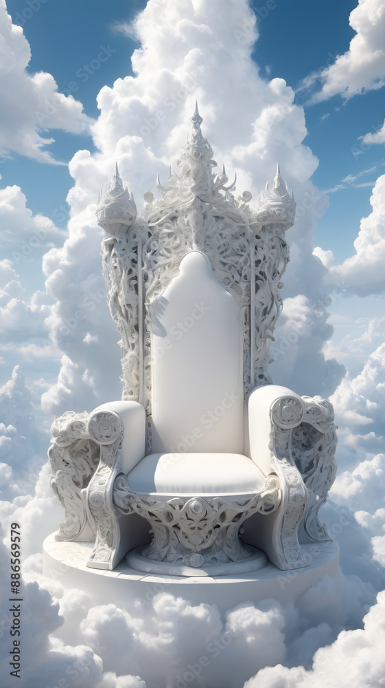 white throne on sky, ai generated white throne on sky, ai generated