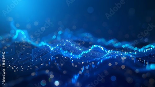 An abstract representation of an investment trading schedule, featuring a dynamic stock market chart illuminated against a deep blue background. 