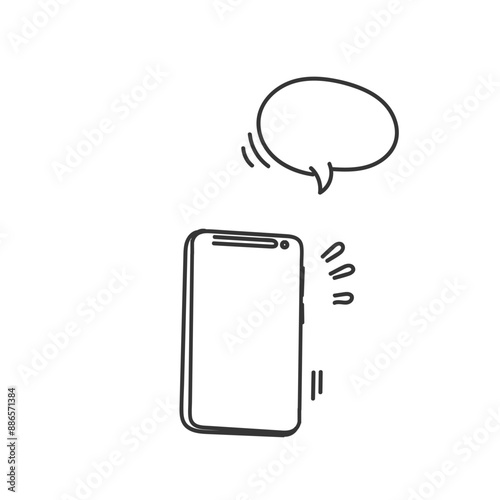 hand drawn doodle mobile phone white blank mock up