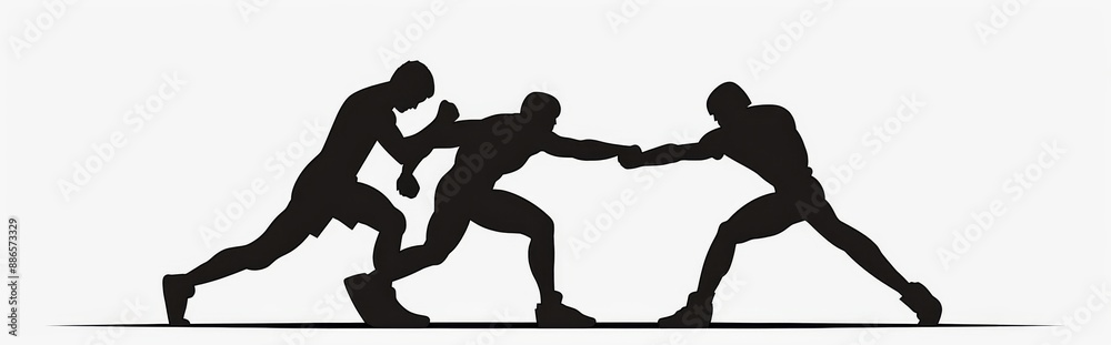 Silhouettes wrestling in different poses, gestures, isolated on white background. Modern illustration. Silhouettes wrestling in different poses, gestures, isolated on white background. Modern illustration.