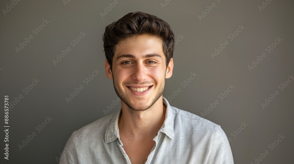 Young Jewish Man Smiling, Portrait Photography, Natural Lighting, Ideal for Print, Card, Poster Designs Young Jewish Man Smiling, Portrait Photography, Natural Lighting, Ideal for Print, Card, Poster Designs