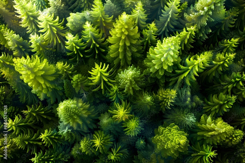 Aerial View of Lush Scotch Pine Forest Canopy with Froghoppers on Treetops Aerial View of Lush Scotch Pine Forest Canopy with Froghoppers on Treetops