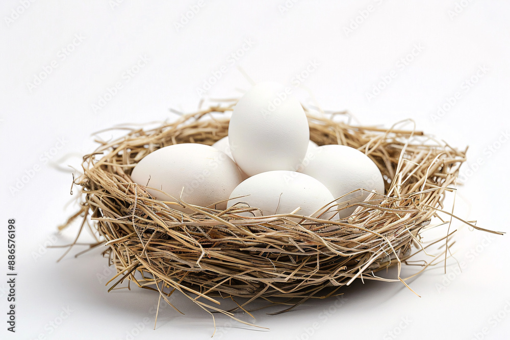 a nest with eggs in it a nest with eggs in it