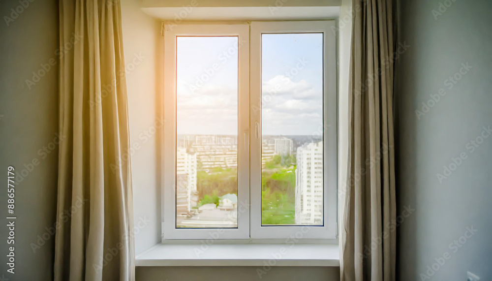 closed pvc window in room at apartment closed pvc window in room at apartment