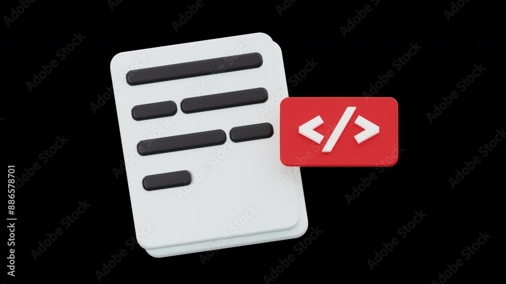 3D Animated Icon of Coding File, Web Service 3D Animation 3D Set, Color Key Effect 3D Animated Icon of Coding File, Web Service 3D Animation 3D Set, Color Key Effect