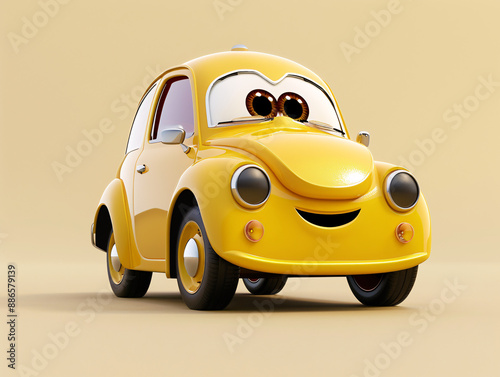 a cartoon car with big eyes photo