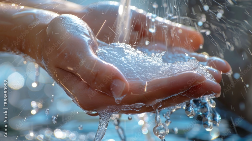 custom made wallpaper toronto digitalClose up of thorough handwashing with soap under running water for optimal hygiene practices