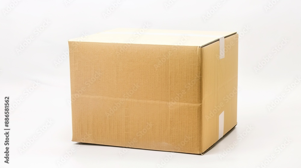 Closed Cardboard Box on White Background. Shipping and Storage Concept. Closed Cardboard Box on White Background. Shipping and Storage Concept.
