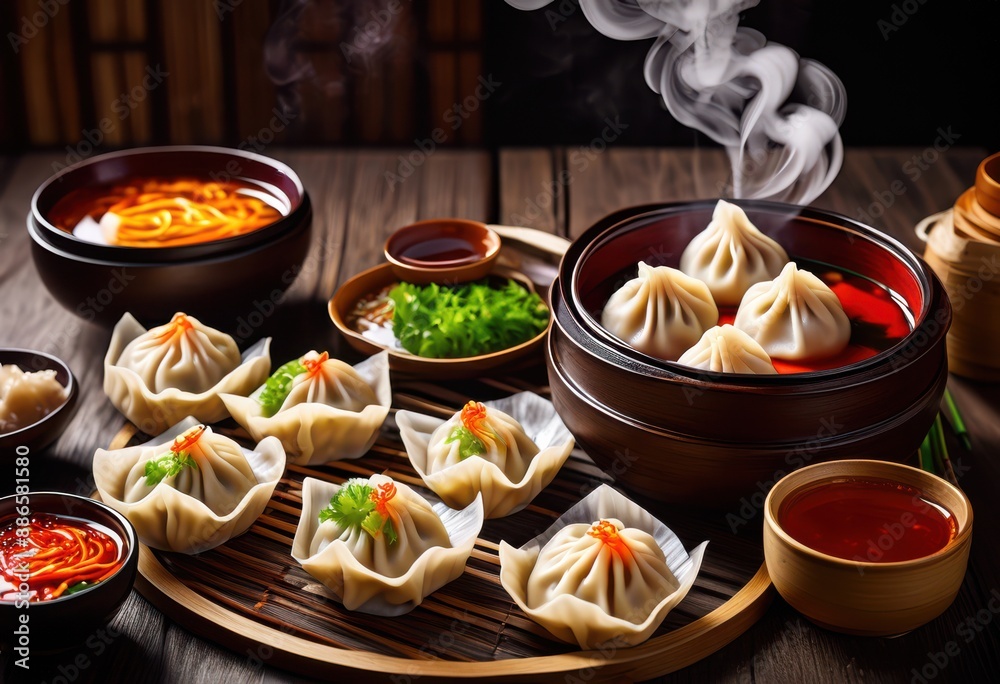 hot steaming soup dumplings served vinegar dip, chinese, appetizer, savory, homemade, fresh, flavorful, asian, dish, snack, juicy, soft, warm, fragrant hot steaming soup dumplings served vinegar dip, chinese, appetizer, savory, homemade, fresh, flavorful, asian, dish, snack, juicy, soft, warm, fragrant