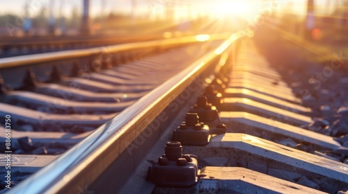 Wallpaper Mural Close up and selective focus photo of railway track or railroad or rel kereta api with morning sunlight Torontodigital.ca