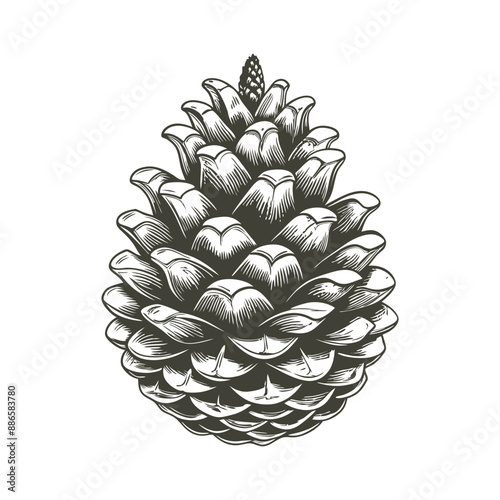 vintage pine cone engraving hand drawn illustration vector