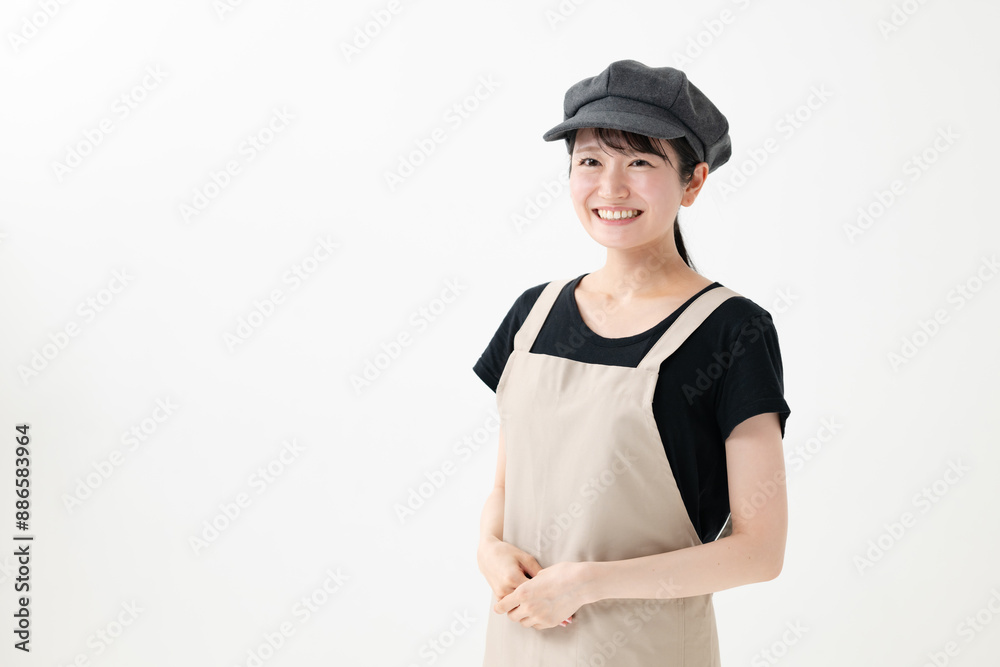 エプロン姿の女性 エプロン姿の女性