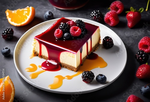 drizzling fruit coulis over cheesecake, dessert, topping, sauce, strawberry, raspberry, blueberry, blackberry, mango, peach, cherry, passion, kiwi, pineapple