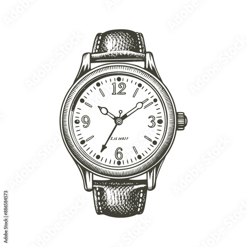 vintage wristwatches engraving hand drawn illustration vector