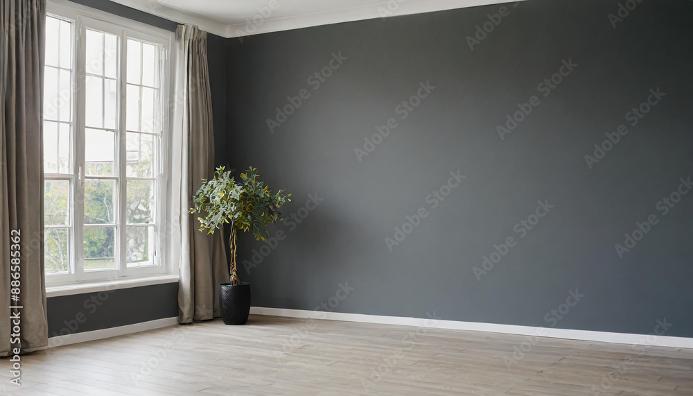 Empty room with a dark gray wall mockup Empty room with a dark gray wall mockup