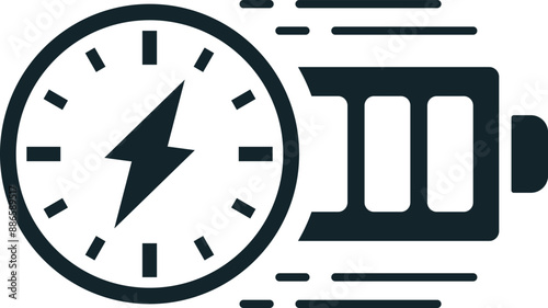 Fast Charging Icon: A vector illustration in monochrome, depicted entirely filled.