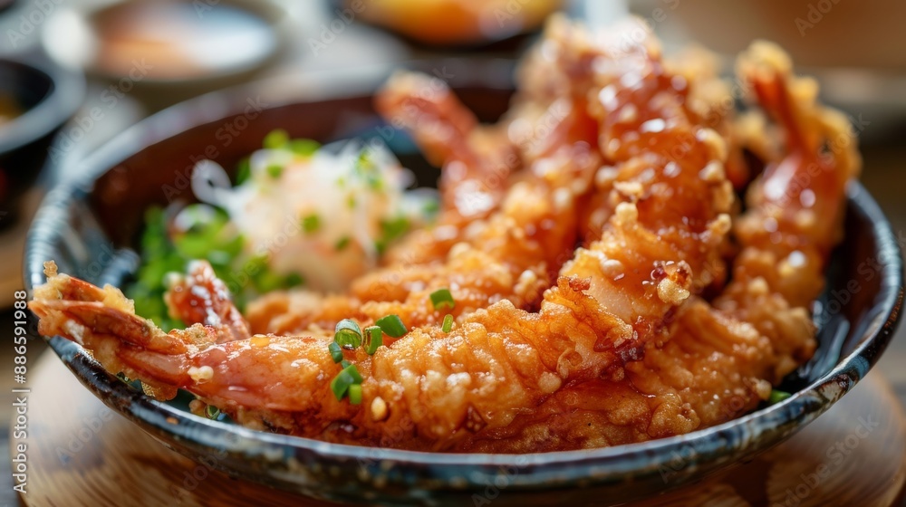 The national cuisine of Japan. Tempura made with bacon in Japanese. The national cuisine of Japan. Tempura made with bacon in Japanese.