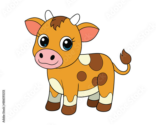 Jersey Cow Vector Illustration - Cartoons, Clipart, and Line Art Design for Microstock, Adorable Jersey cow vector illustration, perfect for cartoons, clipart, and line art designs.
