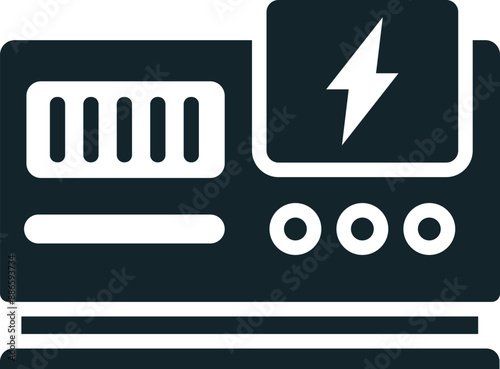 Generator Icon: A vector illustration in monochrome, depicted entirely filled.