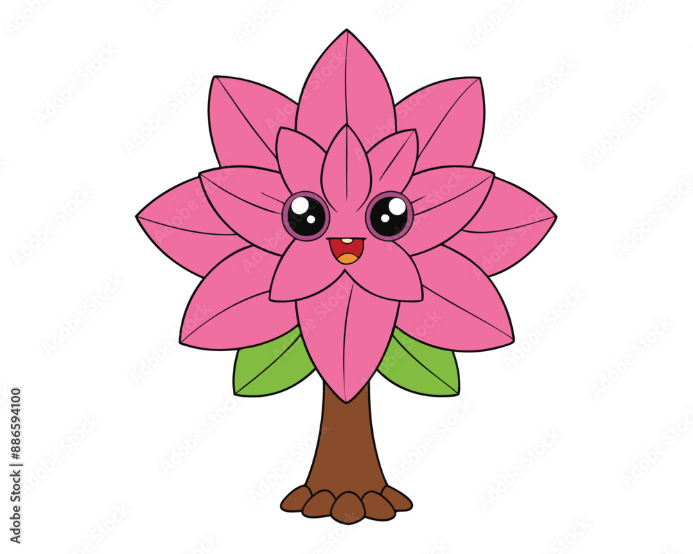 Lily Tree Vector Illustration - Cartoons, Clipart, and Line Art Design for Microstock, Beautiful lily tree vector illustration, perfect for cartoons, clipart, and line art designs.