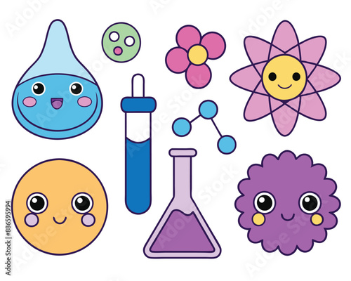 Science Icons Vector Illustration - Cartoons, Clipart, and Line Art Design for Microstock,