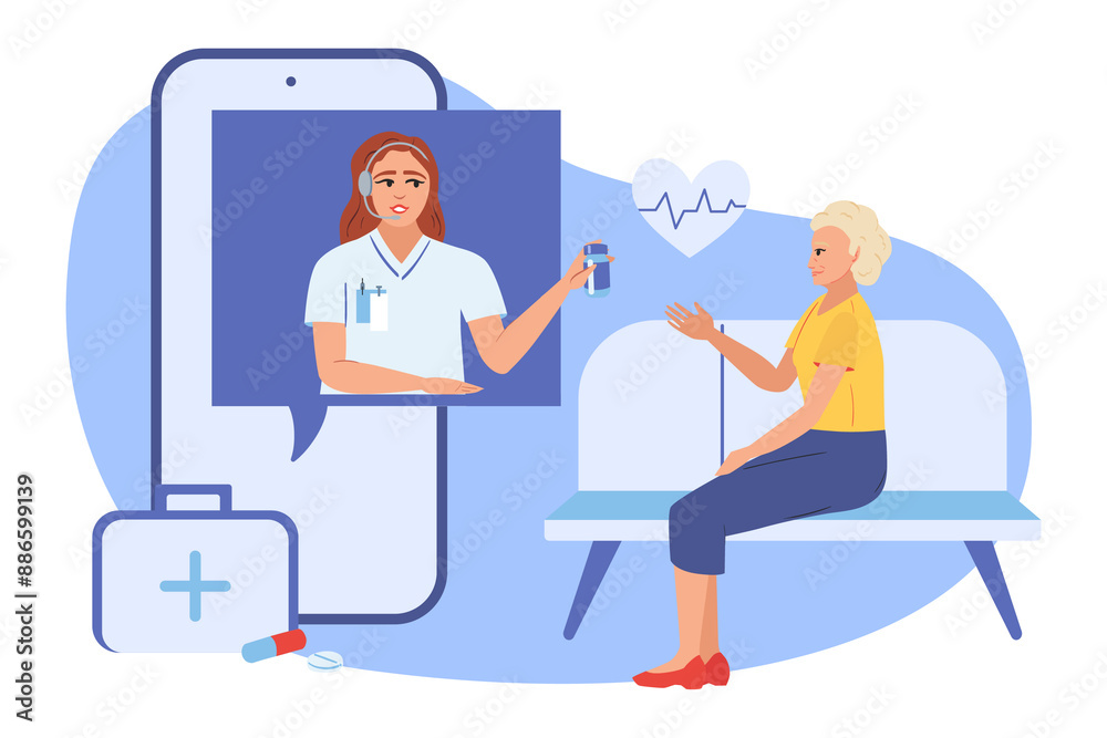 Health worker hand-drawn cartoon composition Health worker hand-drawn cartoon composition