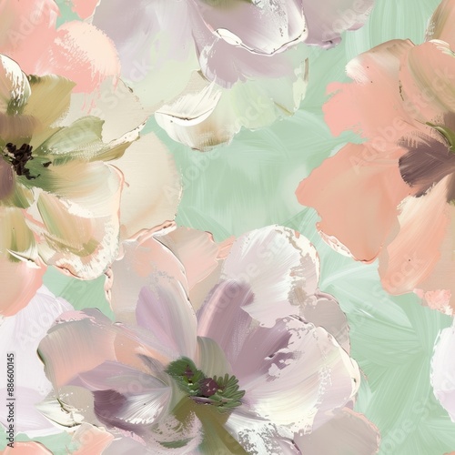 Abstract Floral Artwork with Pastel Brushstrokes