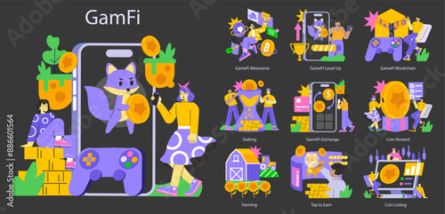 GameFi. Flat Vector Illustration