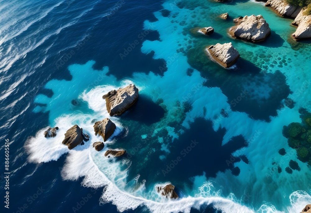 Fototapeta premium Beautiful beach scenery, high angle view of the sea