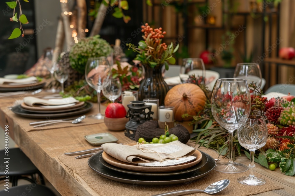 Fototapeta premium Table setting ready for wine tasting party