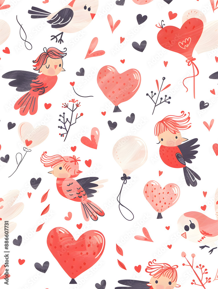 Obraz premium Valentine's Day cartoon cards