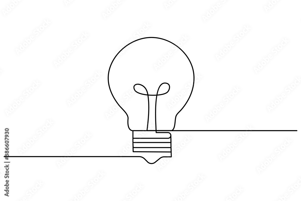 Light bulb continuous one line drawing of bulb isolated outline vector icon Light bulb continuous one line drawing of bulb isolated outline vector icon