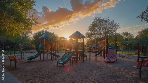 Wallpaper Mural Community Park Renovation Volunteers Upgrade Children's Playground at Sunset Torontodigital.ca