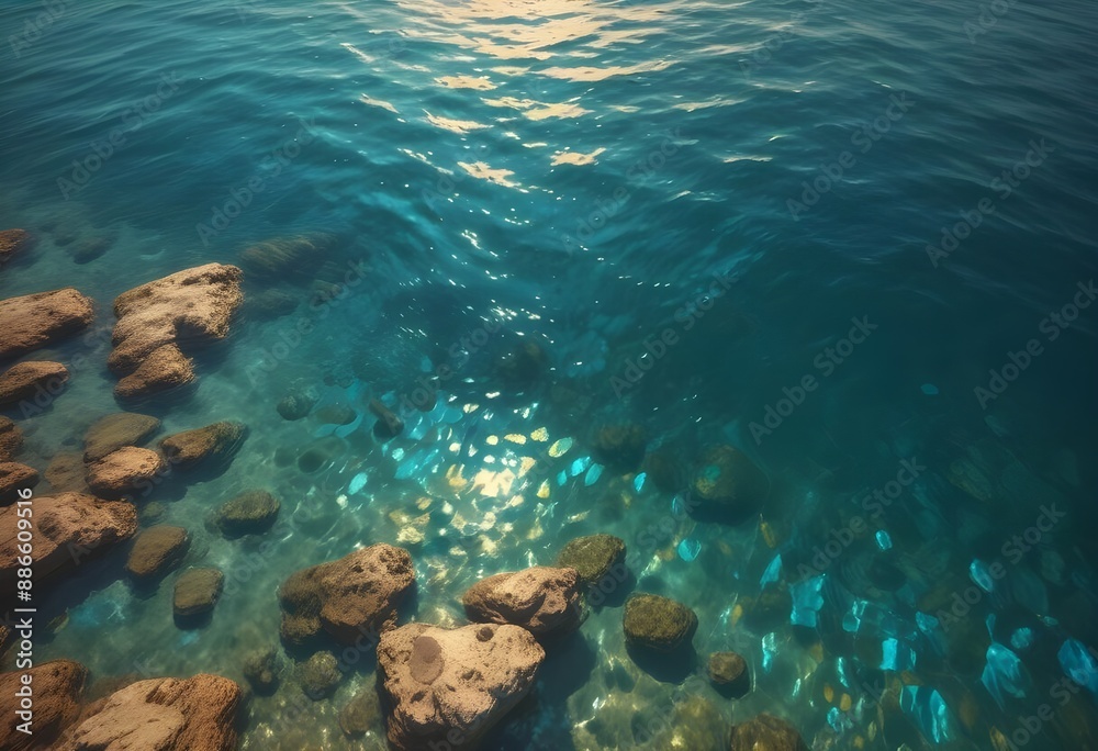 Fototapeta premium Beautiful beach scenery, high angle view of the sea