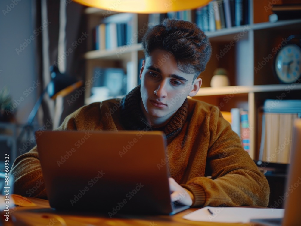 A person sitting at a table with a laptop computer, great for business or work concept images A person sitting at a table with a laptop computer, great for business or work concept images