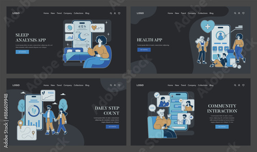 Health Apps. Flat Vector Illustration