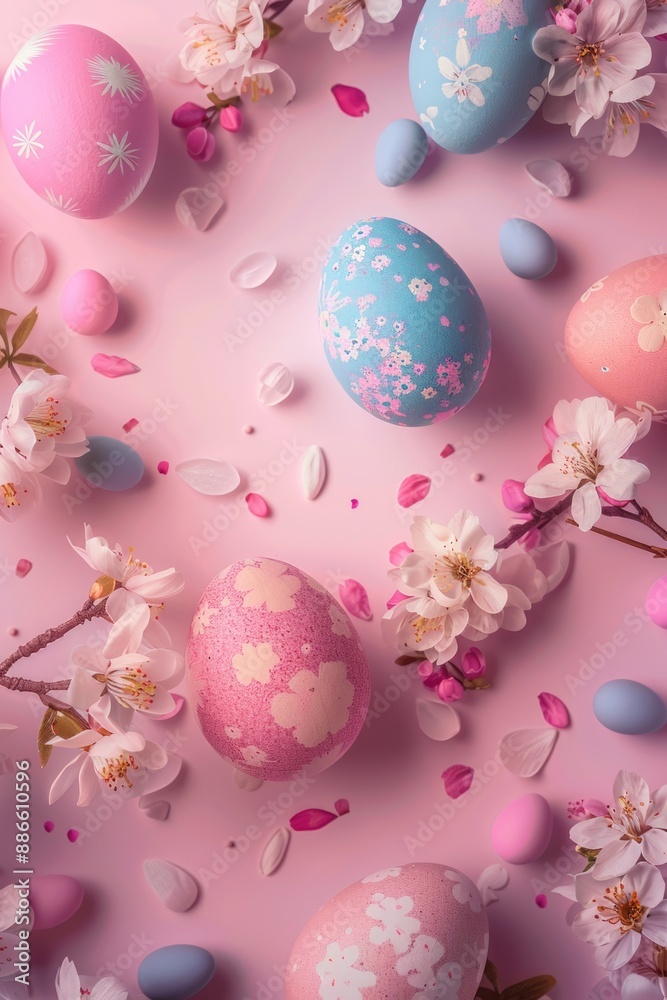 Easter Eggs on Pink Background Easter Eggs on Pink Background