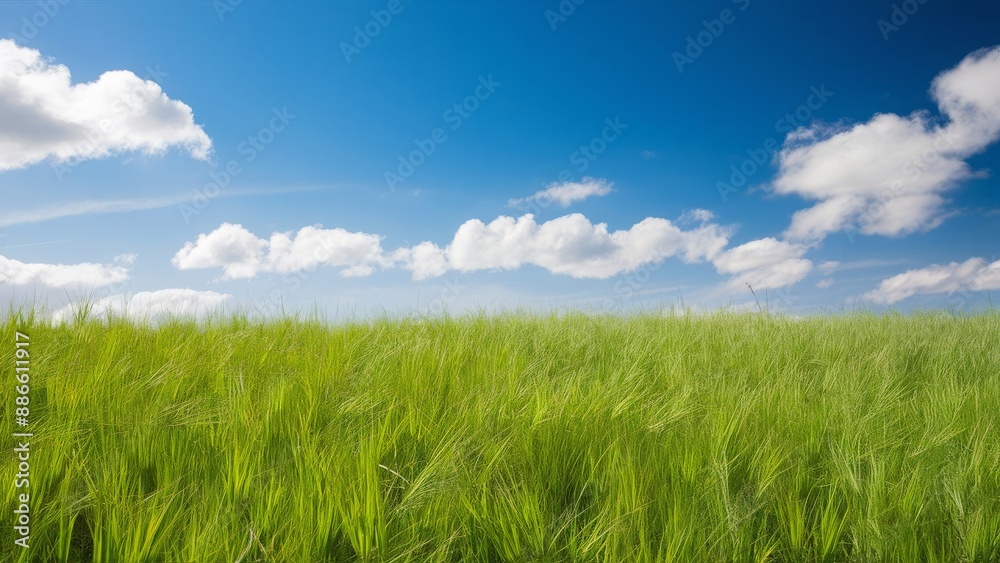 vast green field stretching out under an expansive blue sky vast green field stretching out under an expansive blue sky