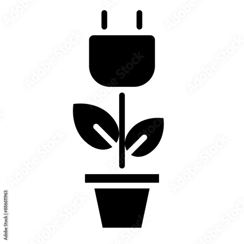 Green Plant Energy Icon - Minimal, Clean, Elegant, Fill Icon, Suitable for Web, UI, Mobile Application