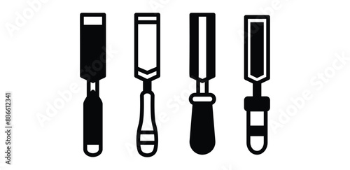 chisel tool icon vector design symbol sign black white color illustration collection set isolated
