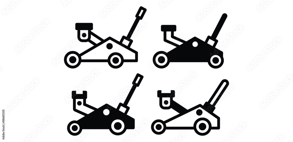 hydraulic jack icon vector design tool symbol sign black white color simple illustration collection set isolated hydraulic jack icon vector design tool symbol sign black white color simple illustration collection set isolated