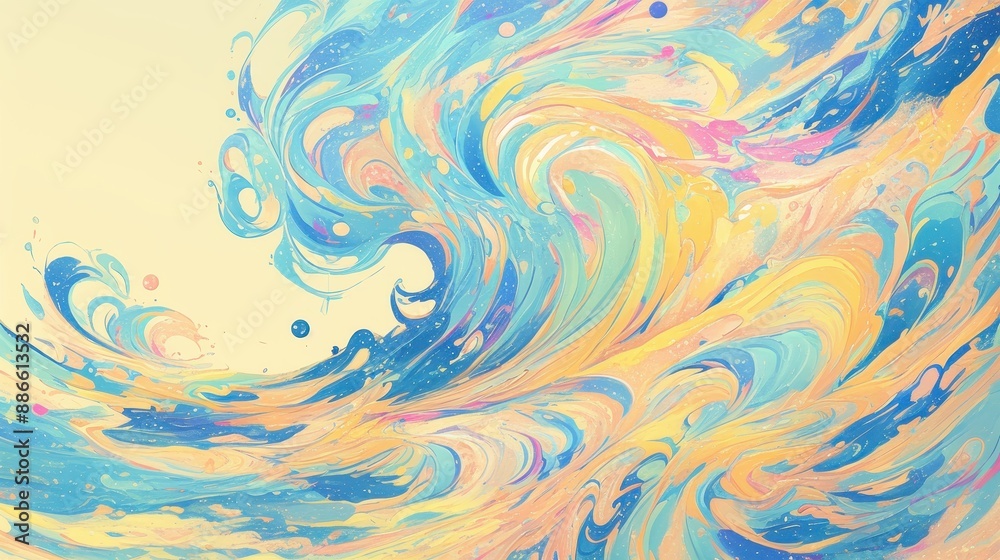 Abstract Colorful Swirling Waves in Pastel Tones - Modern Artistic Background Abstract Colorful Swirling Waves in Pastel Tones - Modern Artistic Background