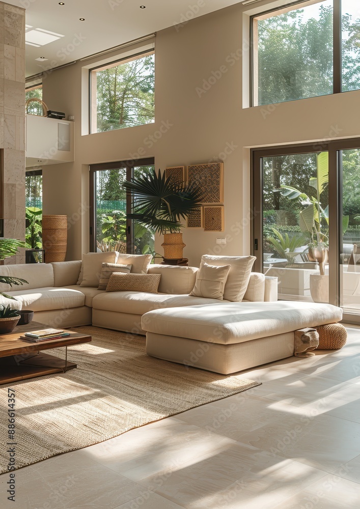 Contemporary Living Room A living room with a modern sofa, sleek coffee table, and minimalist decor. Include large windows and a neutral color palette Contemporary Living Room A living room with a modern sofa, sleek coffee table, and minimalist decor. Include large windows and a neutral color palette