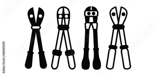 bolt cutter icon tool symbol vector design black white color simple illustration collection set