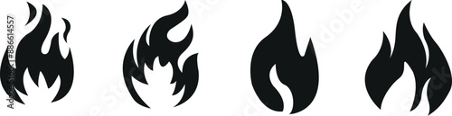 Fire icon collection. Fire flame symbol. 