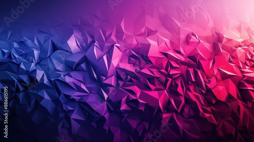 Vibrant geometric abstract background with 3D polygon shapes in gradient blue and pink hues, creating a dynamic and modern design.