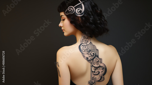 woman helix crazy head tattoo